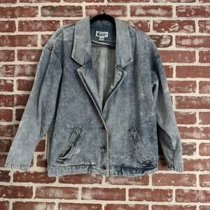 Vintage 80s 90s Acid Wash Denim Jacket Oversized Notorious Size S Grunge